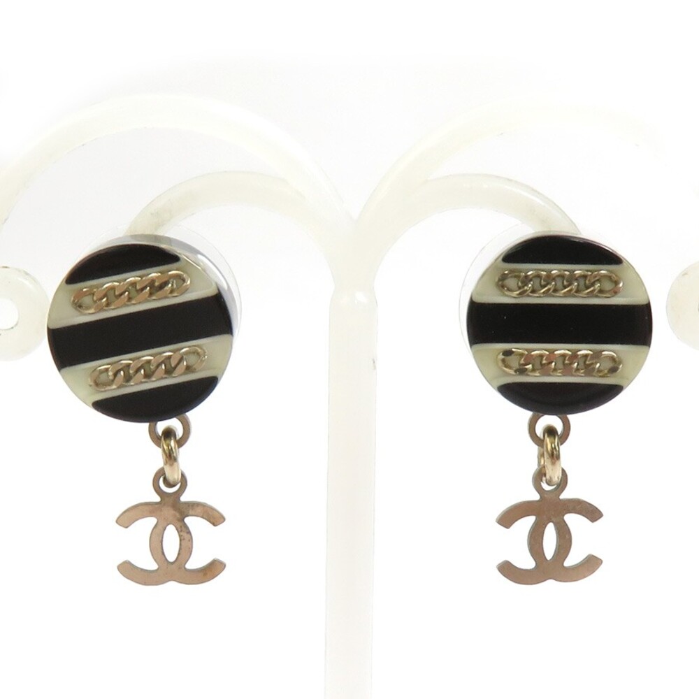 Auth Chanel Cc Logo Pierce Earrings #302820C39B
